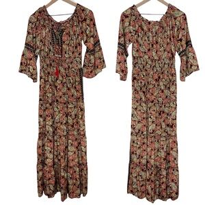 Me 2 Magic Paisley Boho Tiered Maxi Dress size Medium NWT
